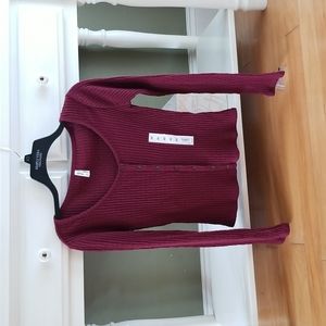 Mudd Burgundy Long Sleeve Button Through Top